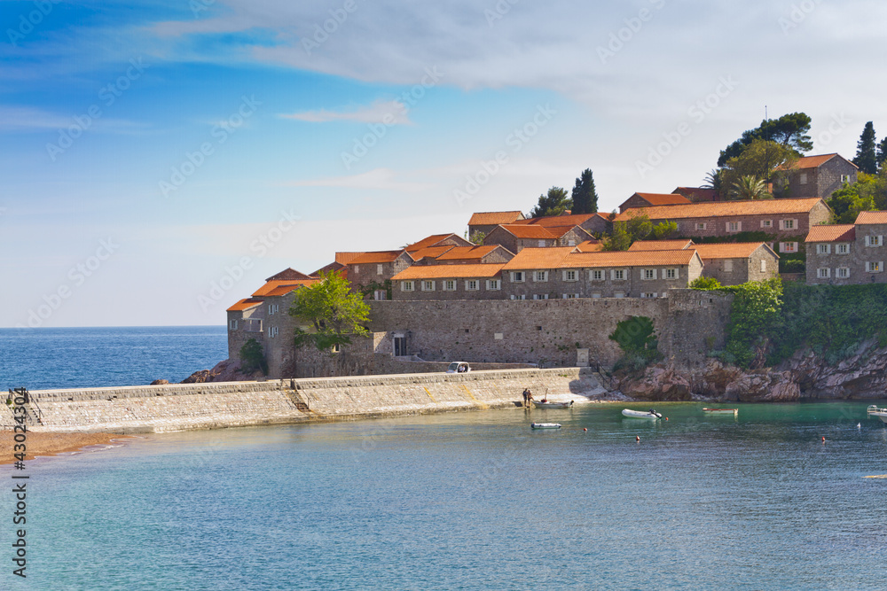 Famous Sveti Stefan is a small islet and Luxury hotel resort