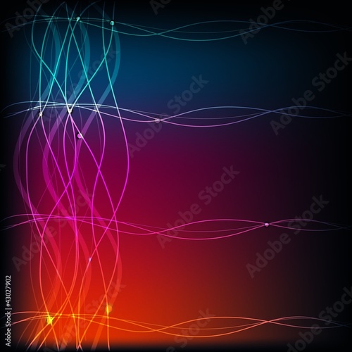 ABSTRACT COLORFUL WAVES ON BLACK
