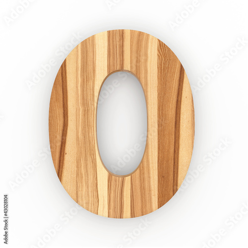 Fototapeta Naklejka Na Ścianę i Meble -  3d Font Wood Ash Number 0