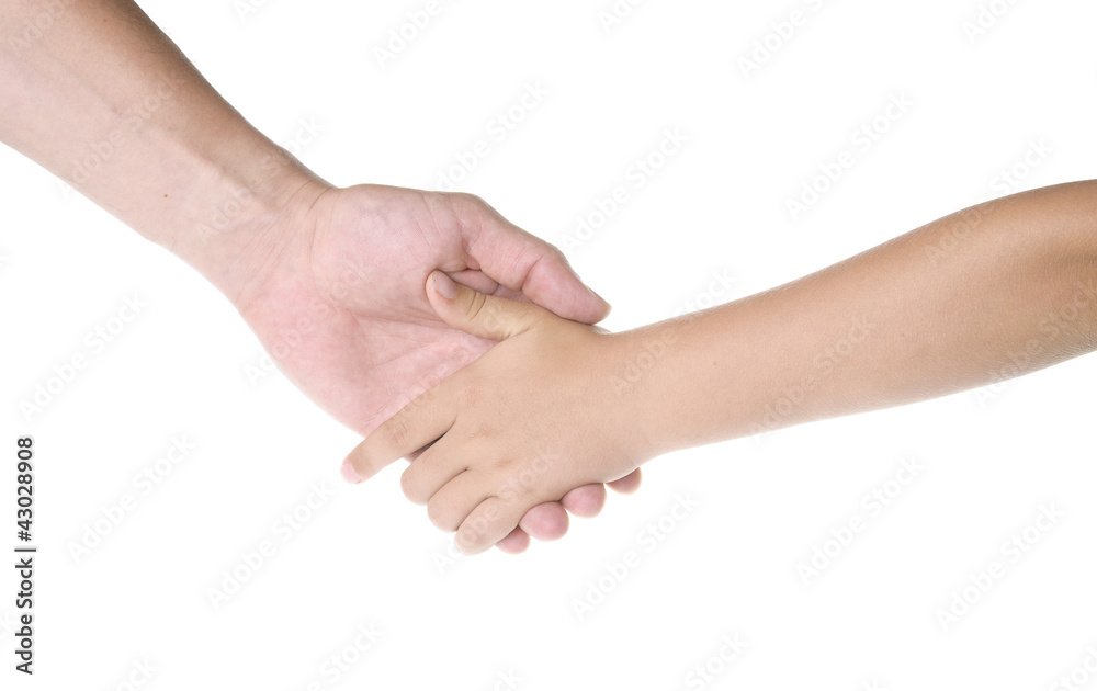 Man and child hands Man and child hands