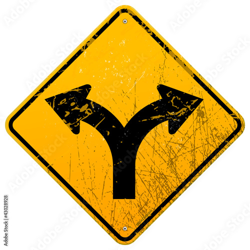 Forked road sign
