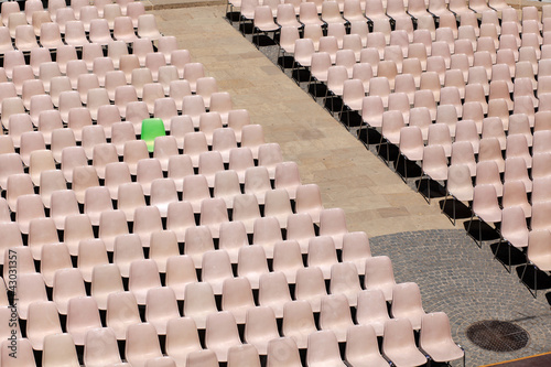 The green V.I.P chair, lined up for concert or speach event