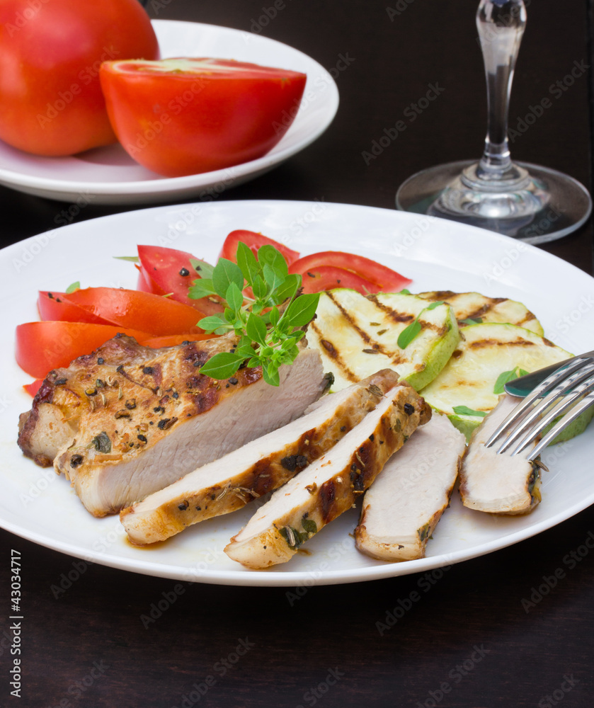 Grilled Pork Steak with vegetables Grilled Pork Steak with vegetables
