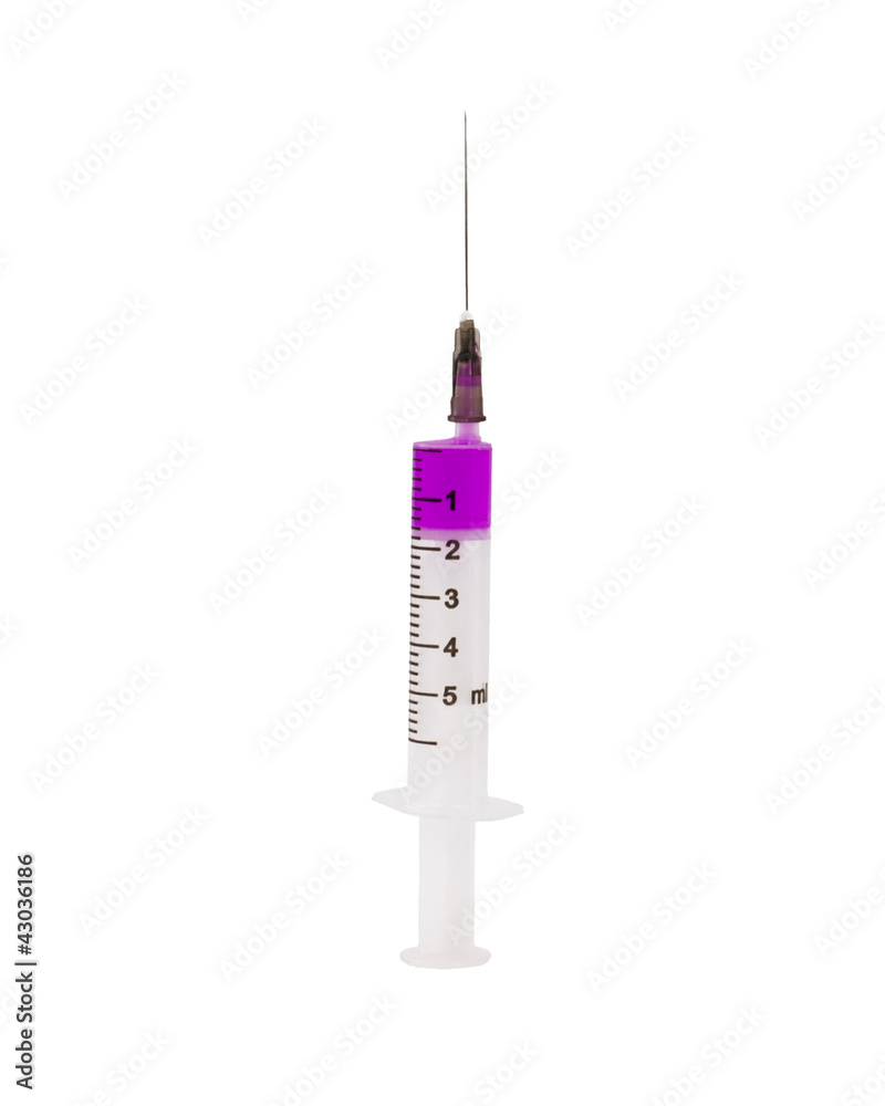 One full syringe with a liquid for injection