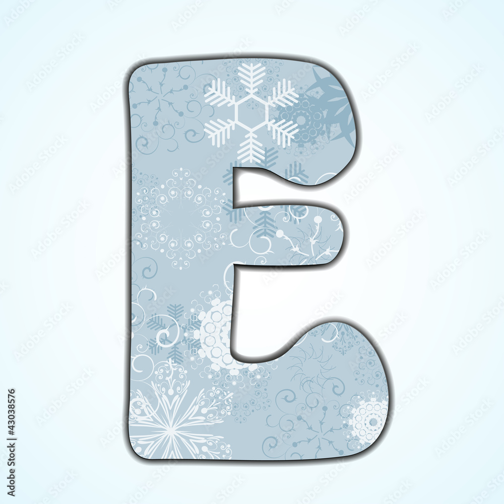 Vector Christmas letter E on blue background. Eps 10 Vector Christmas letter E on blue background. Eps 10