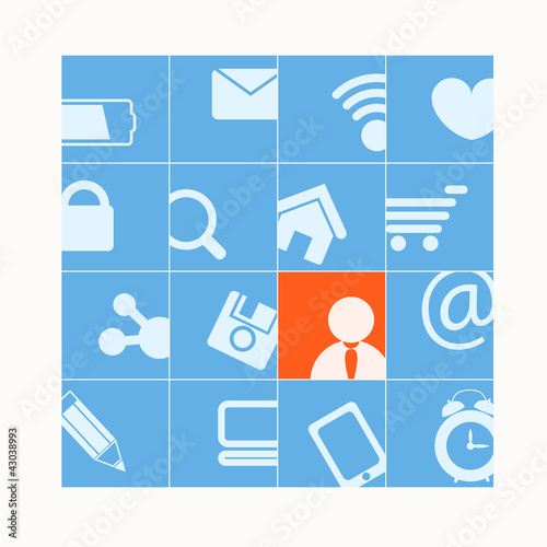 Modern social media buttons. One of them is selected
