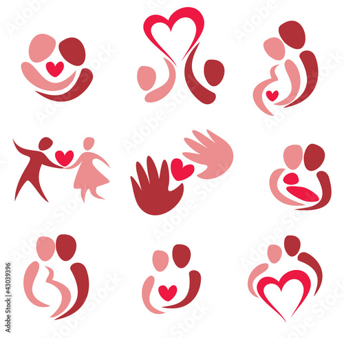 love, wedding, set of couple in love icons