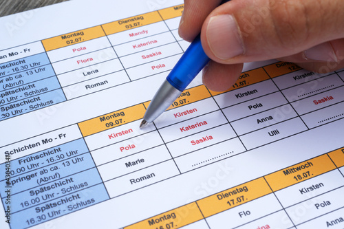 Schichtplan Personalplanung - Personal wird für die Früh- und Spätschicht eingeteilt