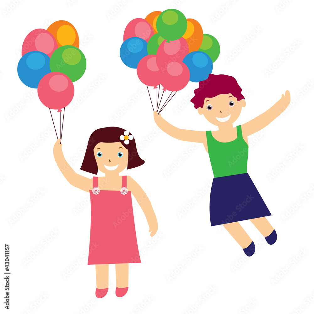vector illustration of girl with balloons vector illustration of girl with balloons