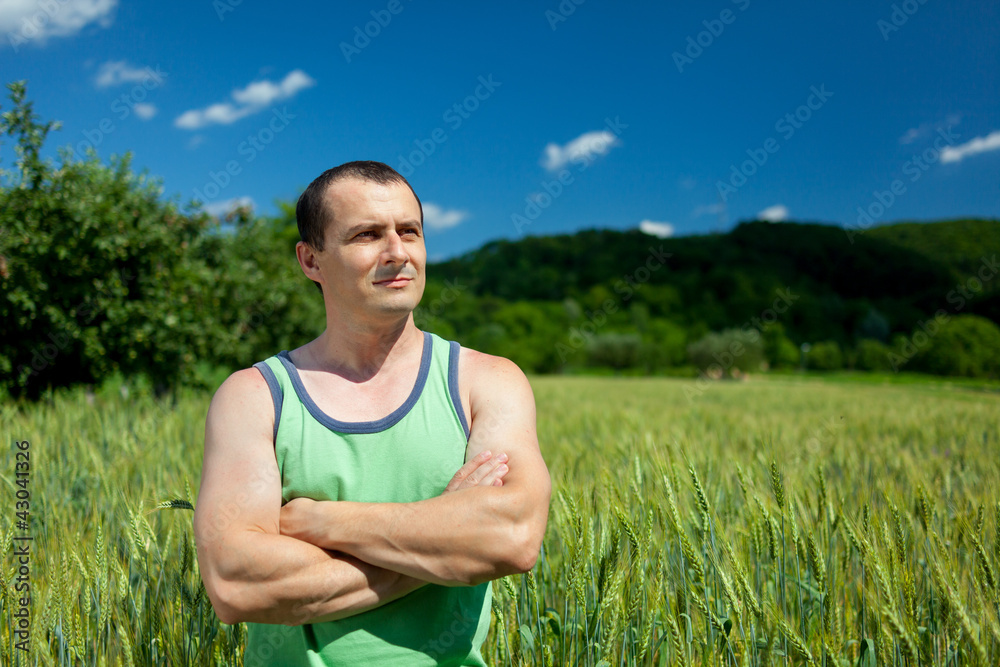 Farmer in the wheat field Farmer in the wheat field