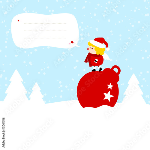 Angel On Christmas Ball Speech Bubble Blue