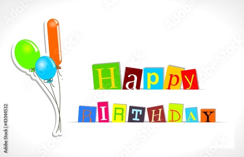 text "Happy birthday" with balloons