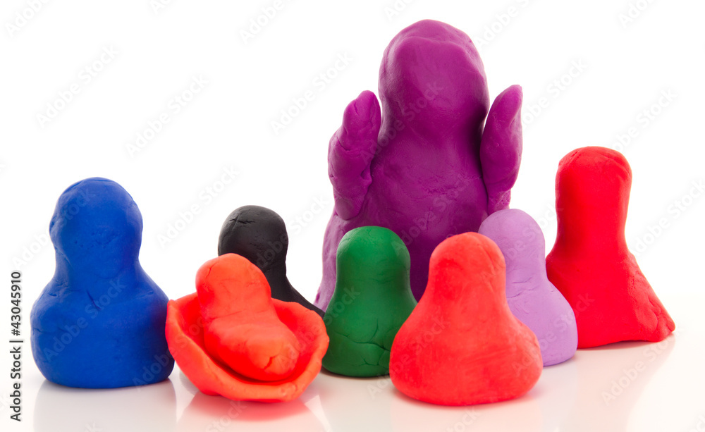 Großfamilie / Modelling clay figures extended f Stock