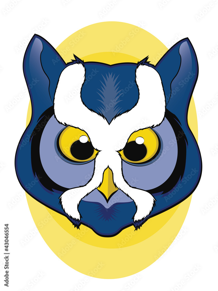 Blue Owl Face Illustration