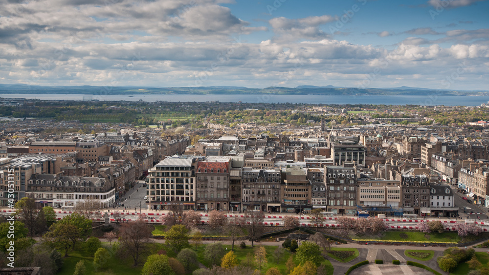 Edinburgh on a sunny day. Panoramic view.