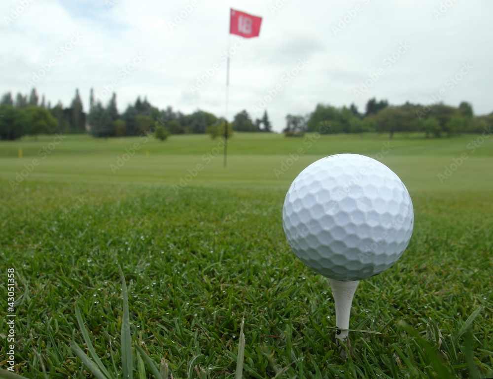Obraz premium balle de golf sur un tee de départ