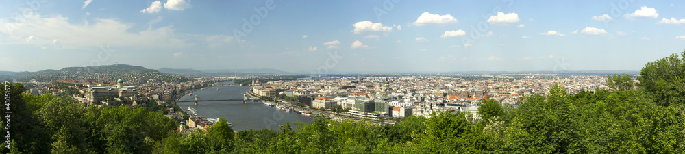 spring panoramic photo of the budapest historic center