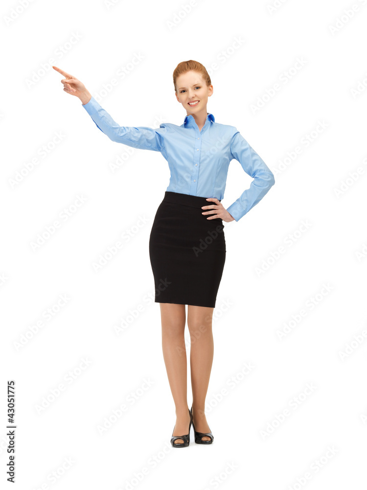 stewardess pointing her finger stewardess pointing her finger