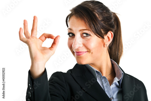 Businesswoman making ok sign