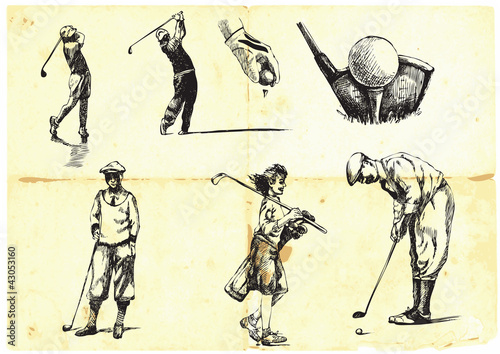 Obraz kolekcja ręcznie rysowane golfa