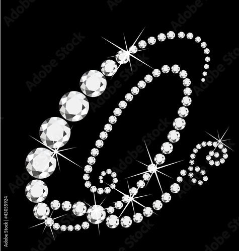 Q italic letter with diamonds