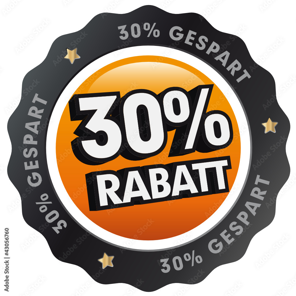 Fototapeta premium Button Orange 30 Prozent Rabatt