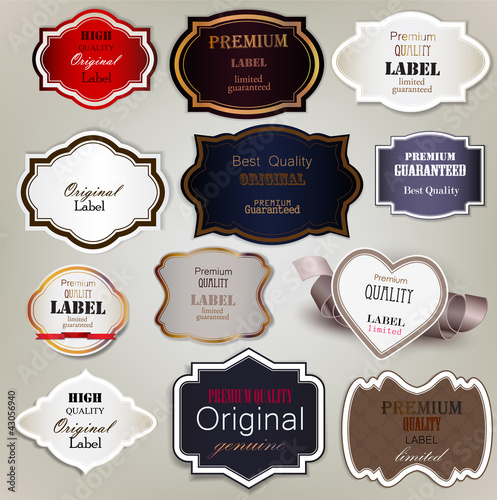 Set of Superior Quality and Satisfaction Guarantee Badges, Label