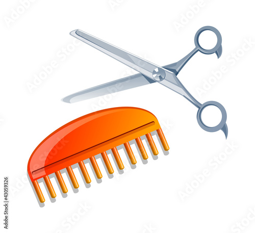 vector icon scissors and comb