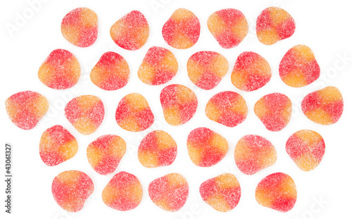 Colorful peach candy isolated on a white background