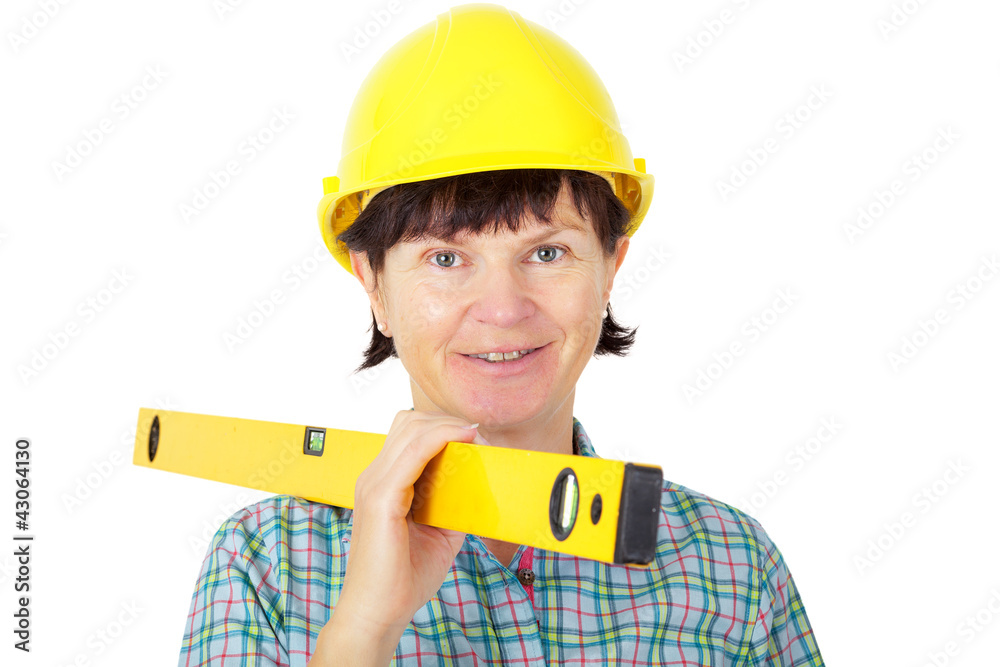 Construction worker with level Construction worker with level