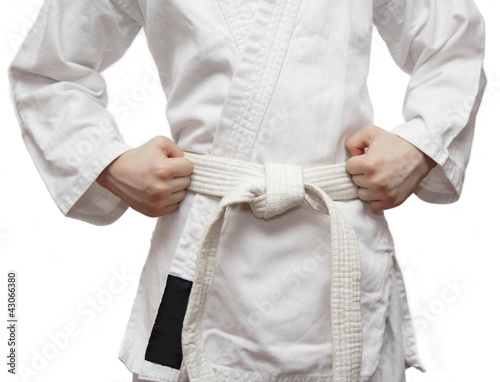 Kimono and a white belt.