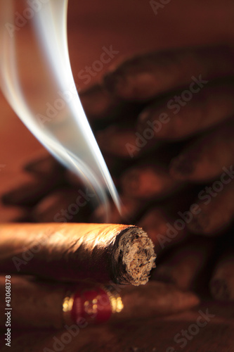 Burning  Cuban cigar