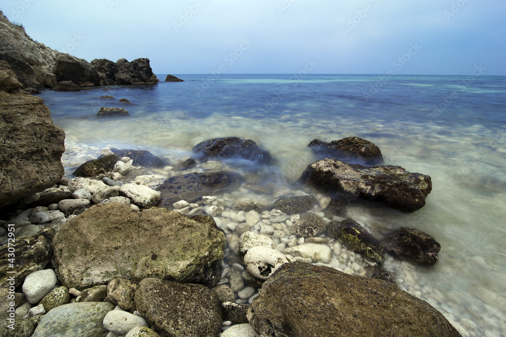 Rocky coast of the sea. Landscape Rocky coast of the sea. Landscape