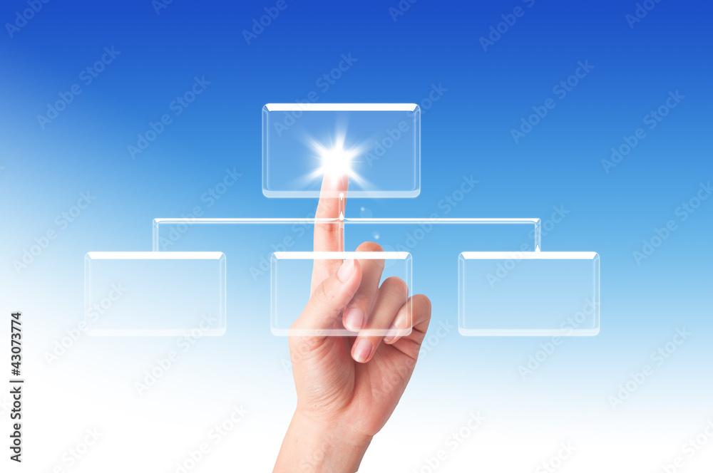 Business man pressing button on the digital screen background Business man pressing button on the digital screen background