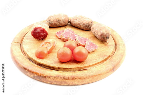 cured meats with tomatoes photo