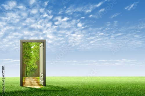 Door open to the new world  for environmental concept and idea