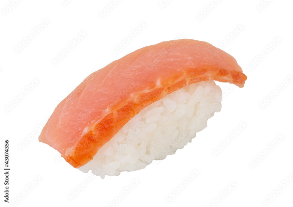 salmon sushi with white background