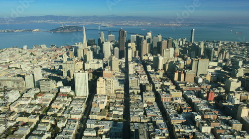 Aerial view of San Francisco and Bay area and Skyscrapers, USA photo