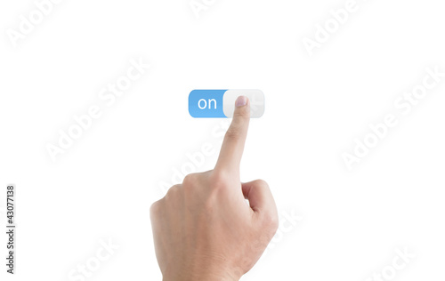 Man point finger on the screen on button