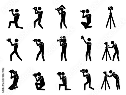 black photographer icons set