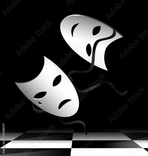 two flying white-black mask