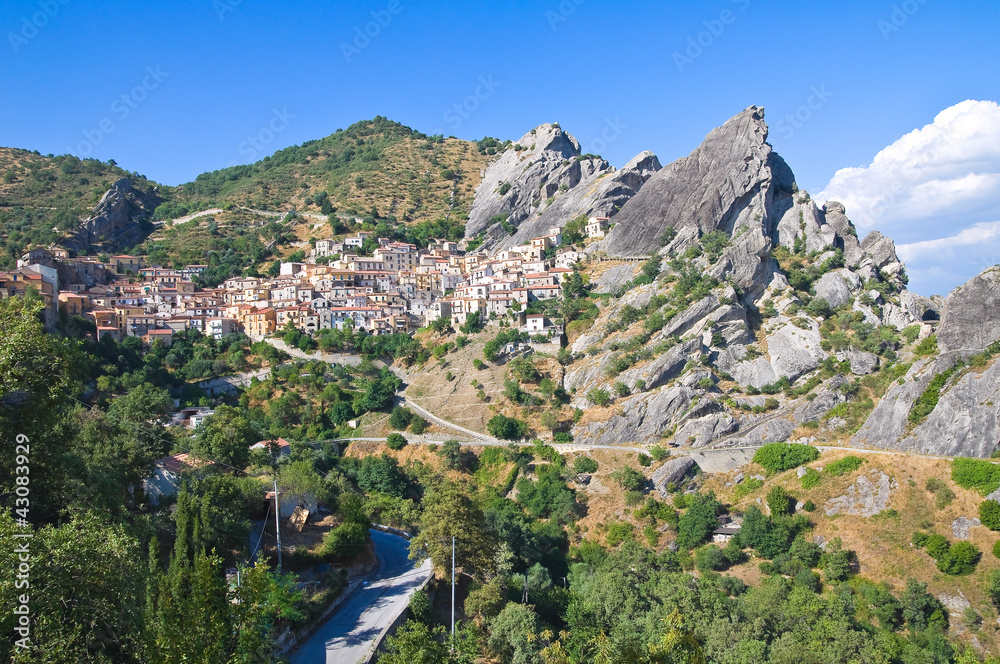 Panoramic view of Castelmezzano. Basilicata. Italy. Panoramic view of Castelmezzano. Basilicata. Italy.
