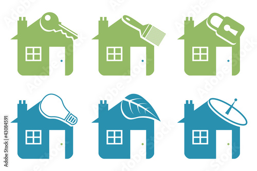 Six vector house icons.