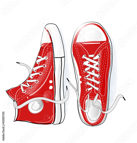 red sneakers