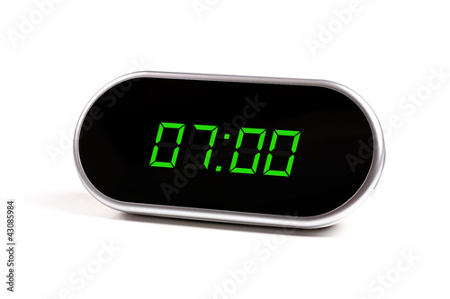digital alarm clock with green digits