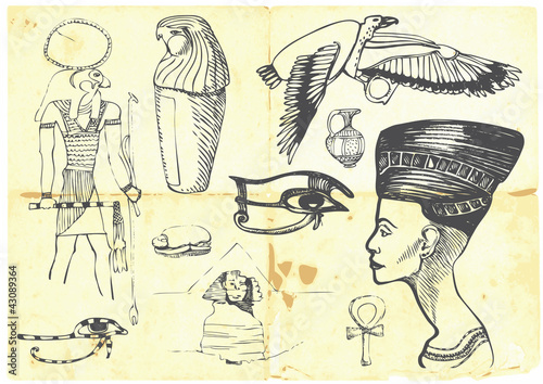 Egyptian collection of symbols, religion, images, people