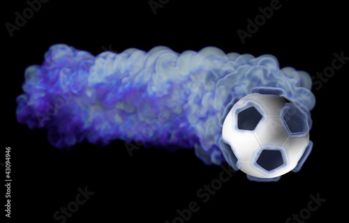flying soccer ball in the blue flame