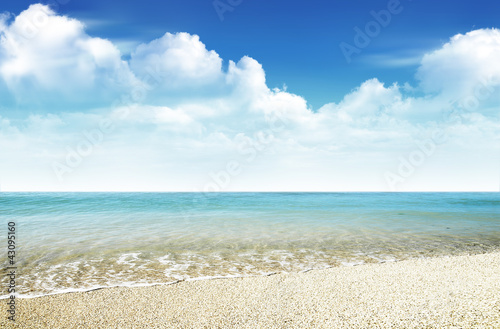 Beautiful seascape with blue sky and cloud background
