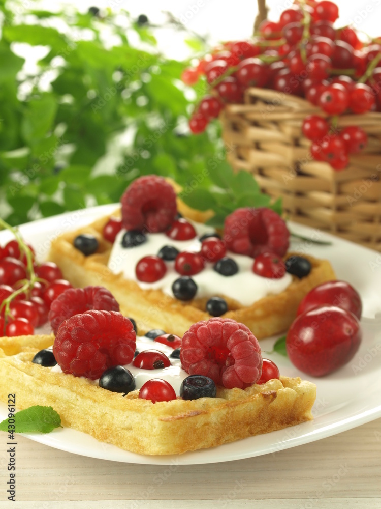 Waffles with summer fruits Waffles with summer fruits