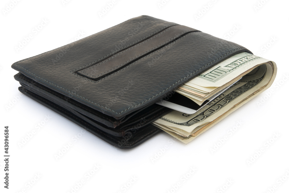 wallet and USD dollars and card with clipping path wallet and USD dollars and card with clipping path